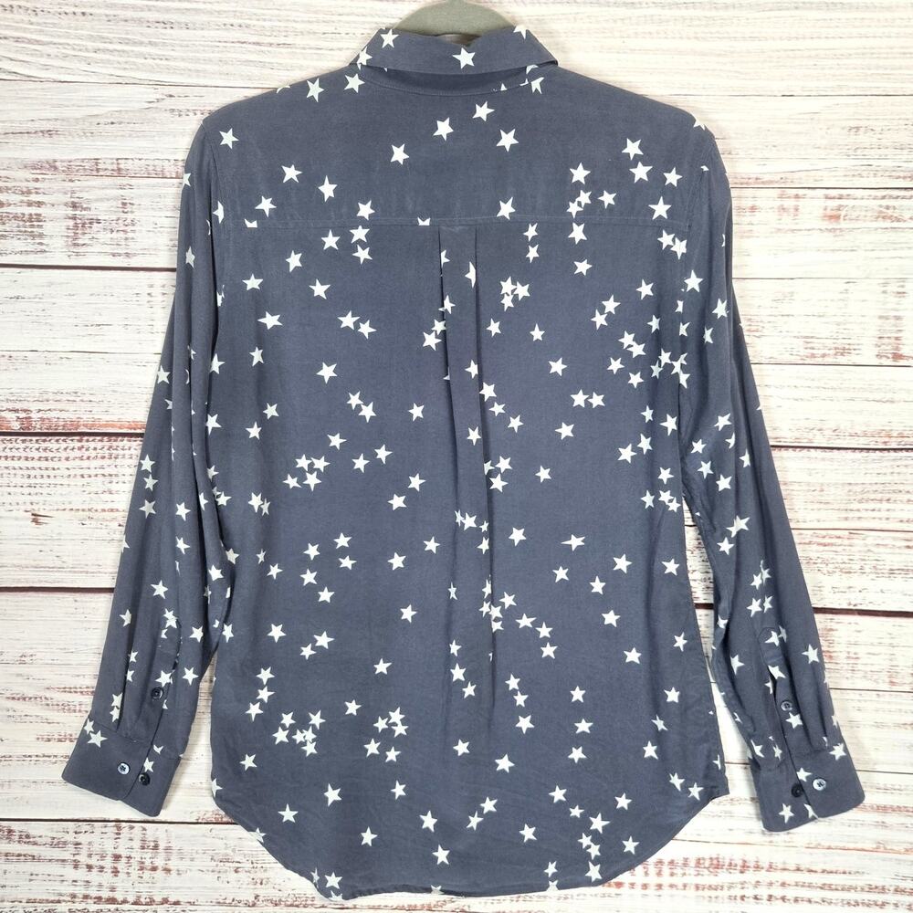 Equipment Slim Signature Silk Shirt L Bluestone Star Print Celestial Quiet Money - Picture 10 of 16